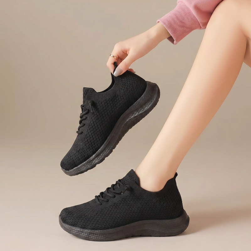 Knit Fabric Lace Up Sneakers - Летние женские дышащие сетчатые кроссовки для