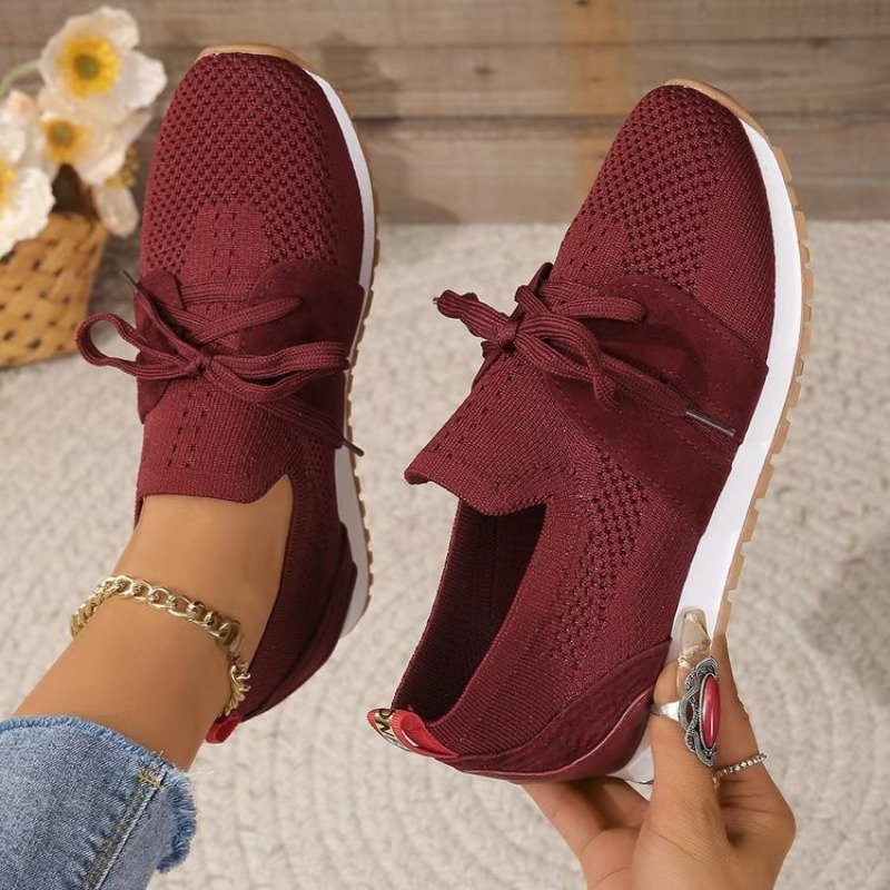 Новые черные вязаные дышащие ж – обзор и цена Knit Fabric Lace Up Sneakers