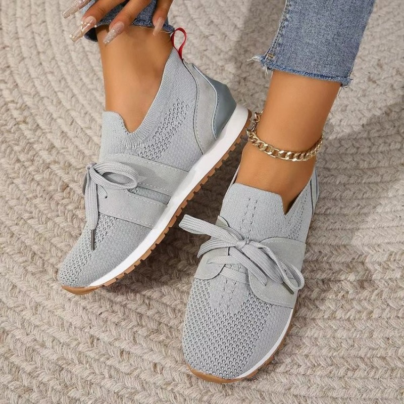 Новые черные вязаные дышащие ж – обзор и цена Knit Fabric Lace Up Sneakers