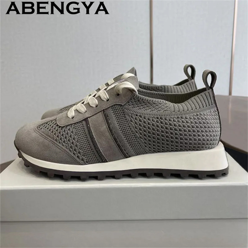 Весенняя распродажа 2026: Женс – обзор и цена Knit Fabric Lace Up Sneakers