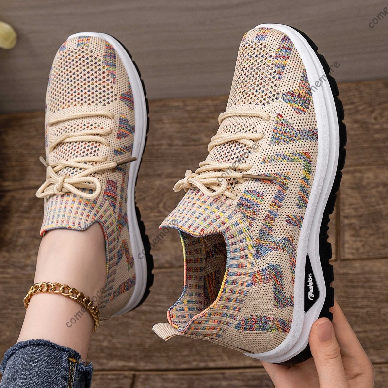 Женские вязаные слипоны-кеды н – обзор и цена Knit Fabric Lace Up Sneakers