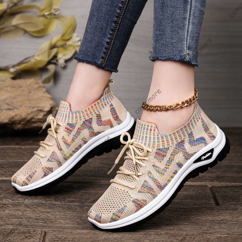 Женские вязаные слипоны-кеды н – обзор и цена Knit Fabric Lace Up Sneakers