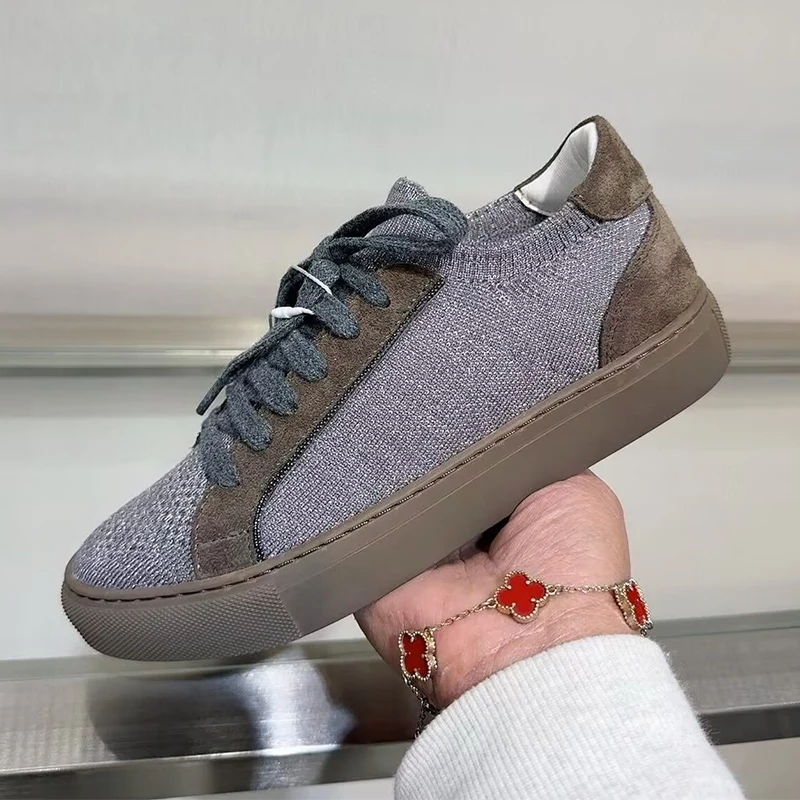 Женские вязаные дышащие кроссо – обзор и цена Knit Fabric Lace Up Sneakers