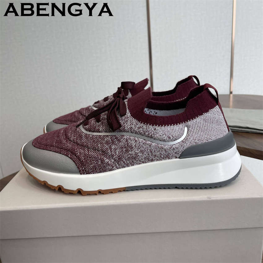 Новые мужские разноцветные вяз – обзор и цена Knit Fabric Lace Up Sneakers