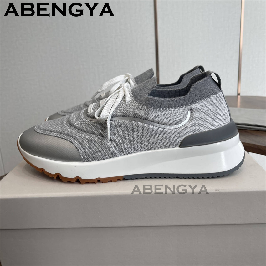 Новые мужские разноцветные вяз – обзор и цена Knit Fabric Lace Up Sneakers